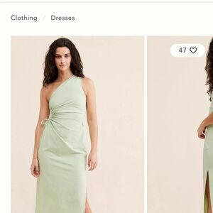Anthropologie Light Green One-Shoulder Midi Dress